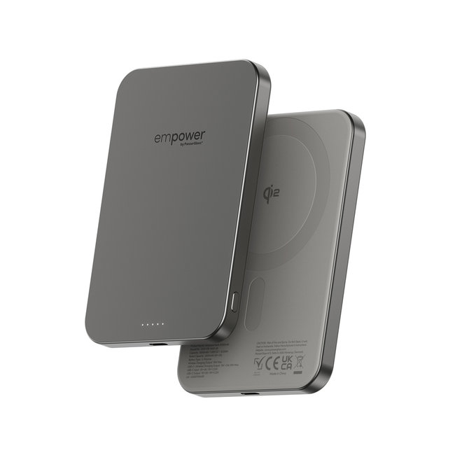 empower - Bezdrôtová PowerBank 5000 mAh 20 W, kompatibilná s MagSafe, Qi2/USB-C, titán