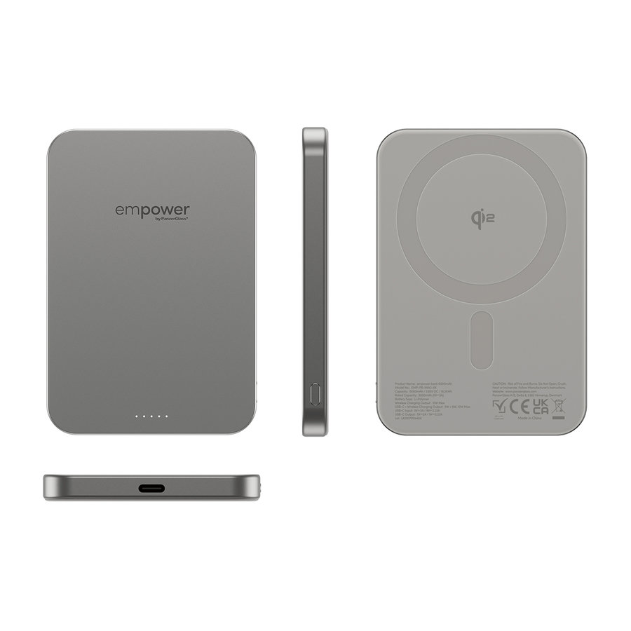 empower - Bezdrôtová PowerBank 5000 mAh 20 W, kompatibilná s MagSafe, Qi2/USB-C, titán