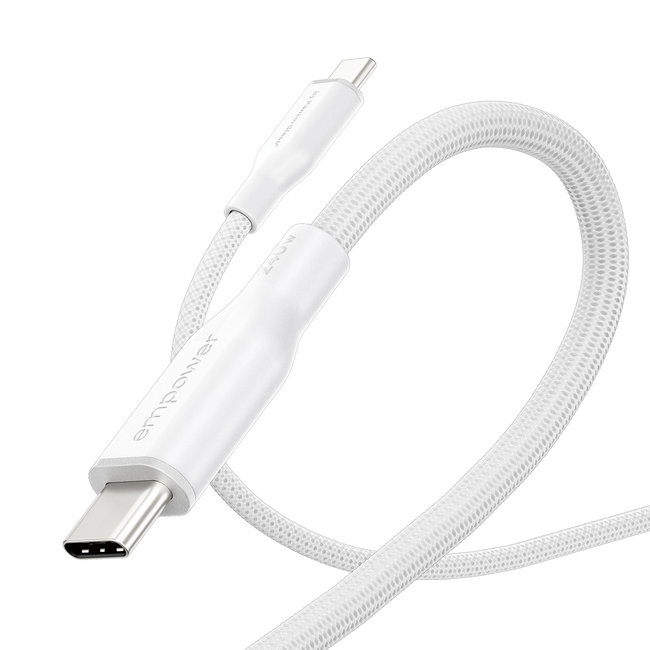 empower - Kábel USB-C, 240 W, Racing, 2 m, striebornobiela
