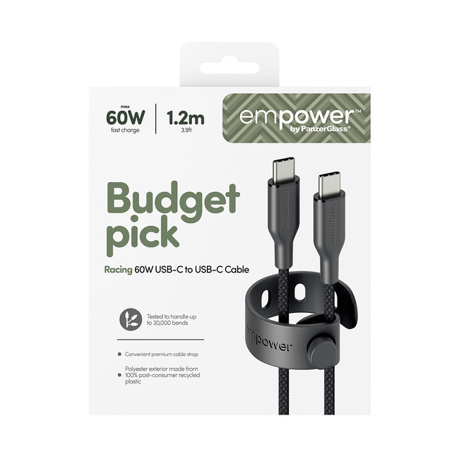 empower - Kábel USB-C, 60 W, Racing, 1,2 m, vesmírna čierna