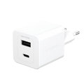 empower - Cestovný adaptér Grand Prix USB-C/USB-A, GaN, 35 W PD, striebornobiela