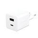 empower - Cestovný adaptér Grand Prix USB-C/USB-A, GaN, 35 W PD, striebornobiela