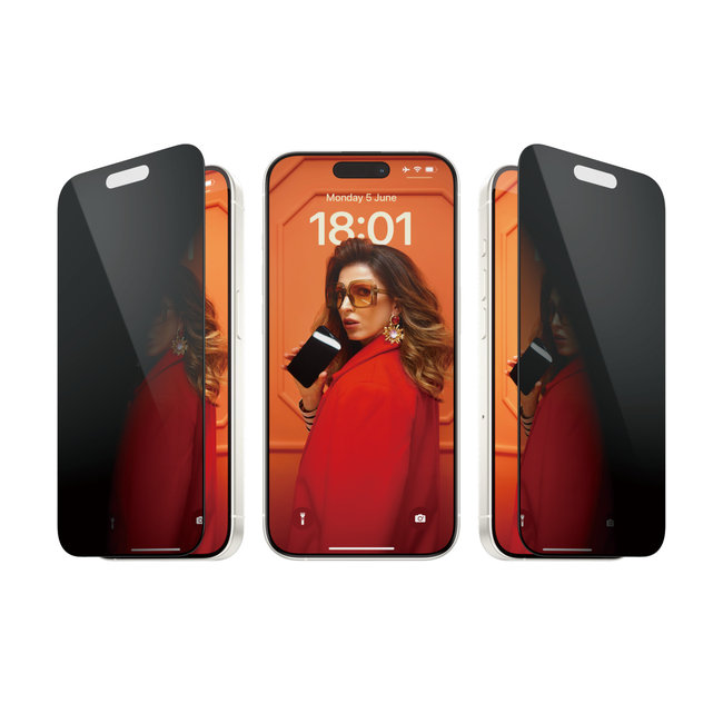 Tvrdené sklo UWF Privacy s aplikátorom pre iPhone 15 Pro, čierna