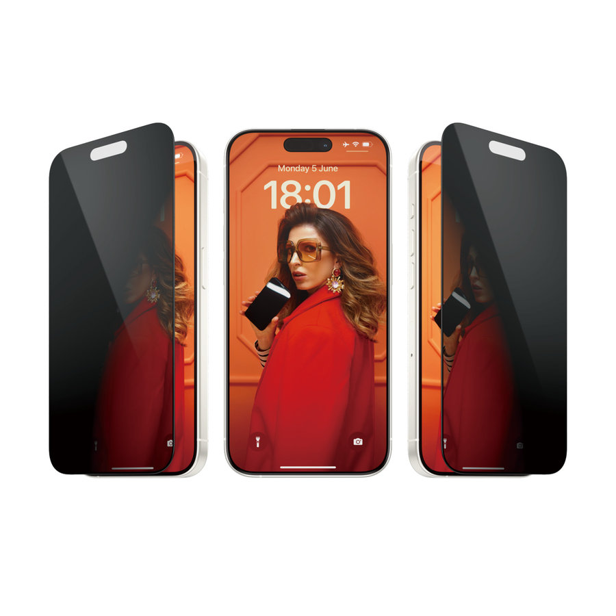 Tvrdené sklo UWF Privacy s aplikátorom pre iPhone 15 Pro, čierna