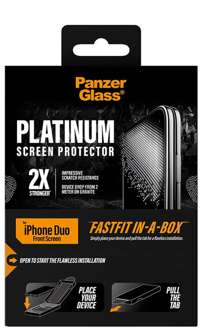 Tvrdené sklo Platinum Sub s FASTFIT In-A-Box pre iPhone Duo, číra
