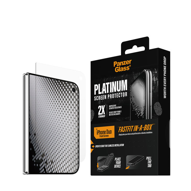 Tvrdené sklo Platinum Sub s FASTFIT In-A-Box pre iPhone Duo, číra
