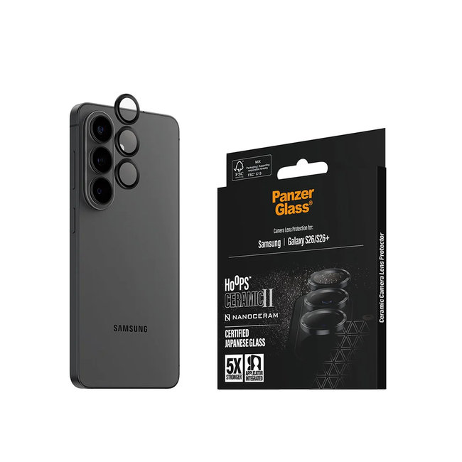 Ochranný kryt objektívu Hoops Ceramic II pre Samsung Galaxy S26/S26+, čierna