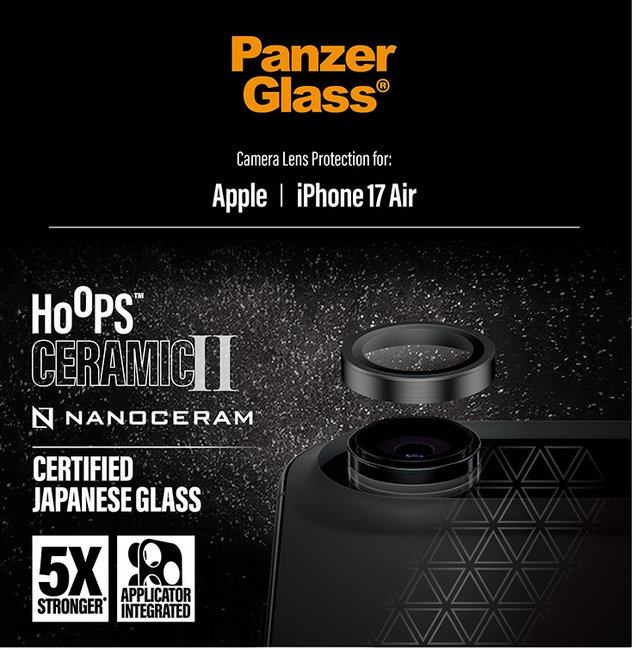 Ochranný kryt objektívu Hoops Ceramic II pre iPhone 17 Air, čierna
