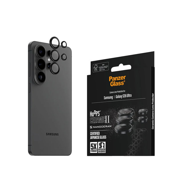 Ochranný kryt objektívu Hoops Ceramic II pre Samsung Galaxy S26 Ultra, čierna