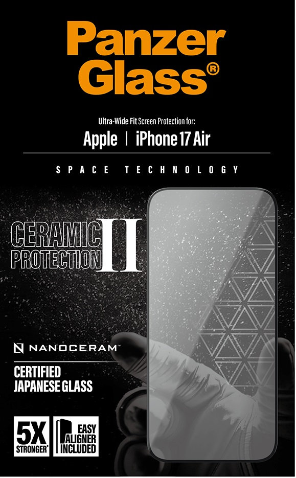 Tvrdené sklo UWF Ceramic II s aplikátorom pre iPhone 17 Air, čierna