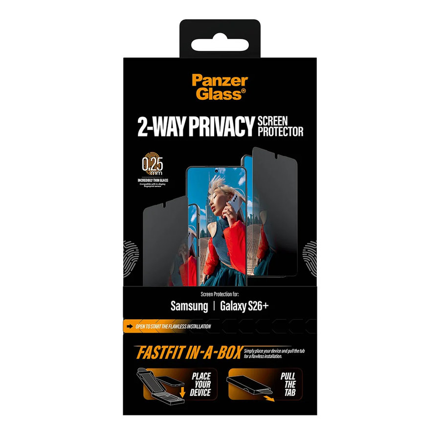 Tvrdené sklo UWF 2-Way Privacy s FASTFIT In-A-Box pre Samsung Galaxy S26+, číra