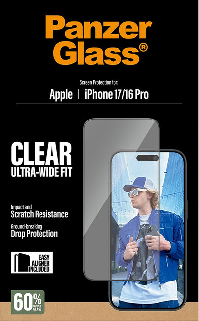 Tvrdené sklo UWF s aplikátorom pre iPhone 17/16 Pro, čierna