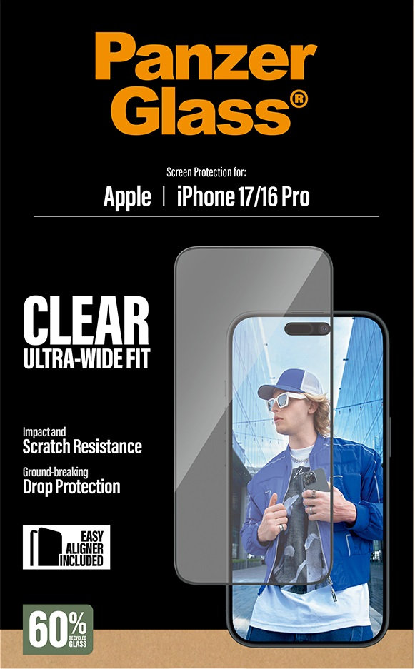 Tvrdené sklo UWF s aplikátorom pre iPhone 17/16 Pro, čierna