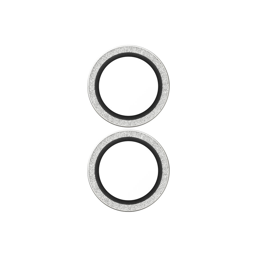 Ochranný kryt objektívu Hoops pre iPhone 17/16 Plus/16, glitter silver