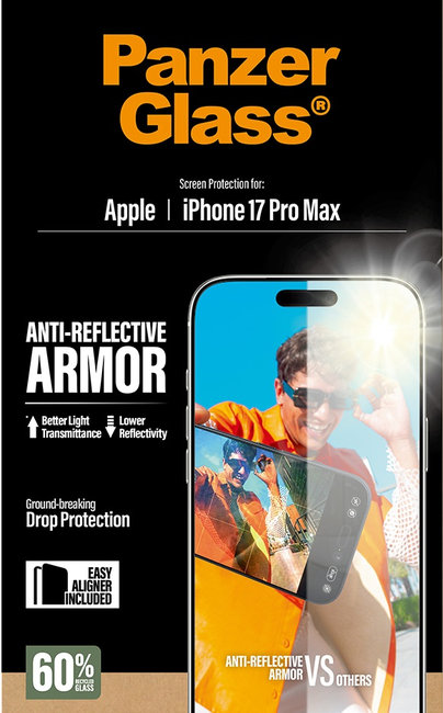 Tvrdené sklo Anti-Reflective s aplikátorom pre iPhone 17 Pro Max, čierna