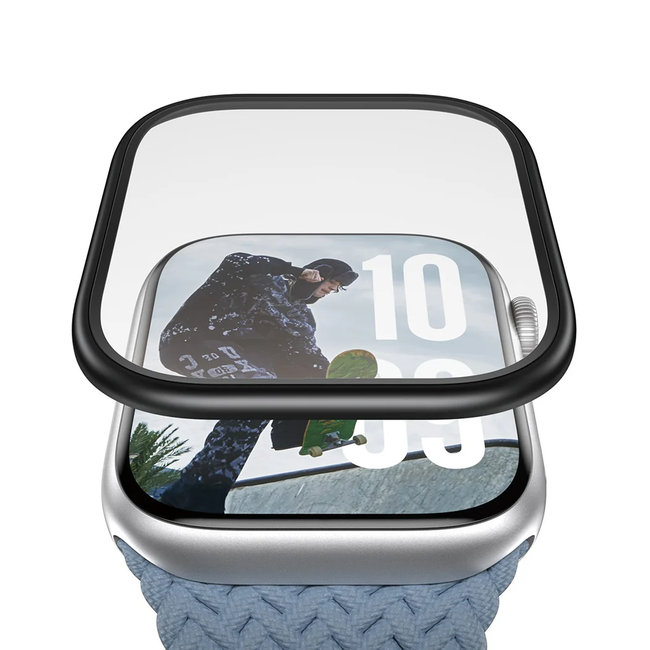 Tvrdené sklo UWF METALLIC pre Apple Watch 11/10 42 mm, čierna