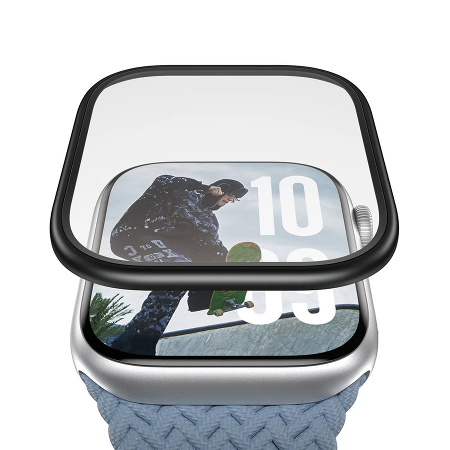Tvrdené sklo UWF METALLIC pre Apple Watch 11/10 42 mm, čierna