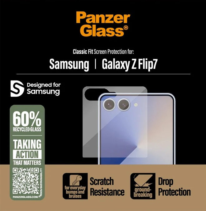 Tvrdené sklo Classic Fit pre Samsung Galaxy Z Flip7, číra
