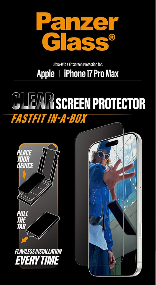 Tvrdené sklo UWF s Fastfit pre iPhone 17 Pro Max, čierna