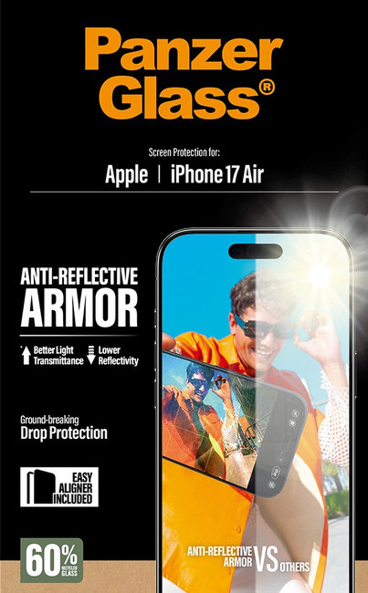 Tvrdené sklo Anti-Reflective s aplikátorom pre iPhone 17 Air, čierna