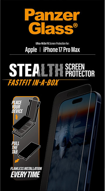 Tvrdené sklo UWF Stealth s Fastfit pre iPhone 17 Pro Max, čierna