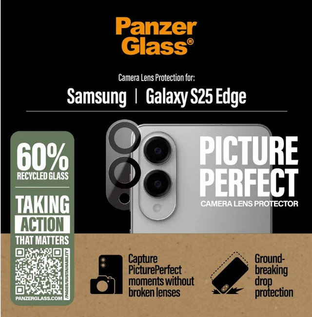 Ochranný kryt objektívu PicturePerfect pre Samsung Galaxy S25 Edge, čierna