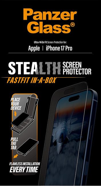 Tvrdené sklo UWF Stealth s Fastfit pre iPhone 17 Pro, čierna