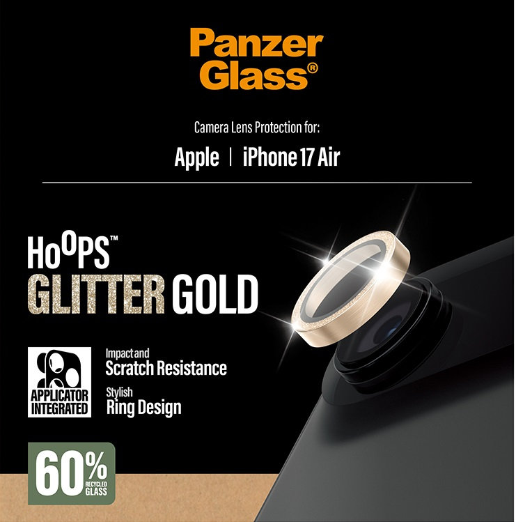 Ochranný kryt objektívu Hoops pre iPhone 17 Air, glitter gold