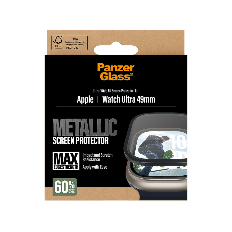 Tvrdené sklo UWF METALLIC pre Apple Watch 11/10 49 mm, čierna