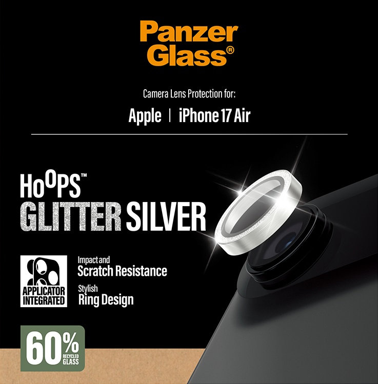 Ochranný kryt objektívu Hoops pre iPhone 17 Air, glitter silver