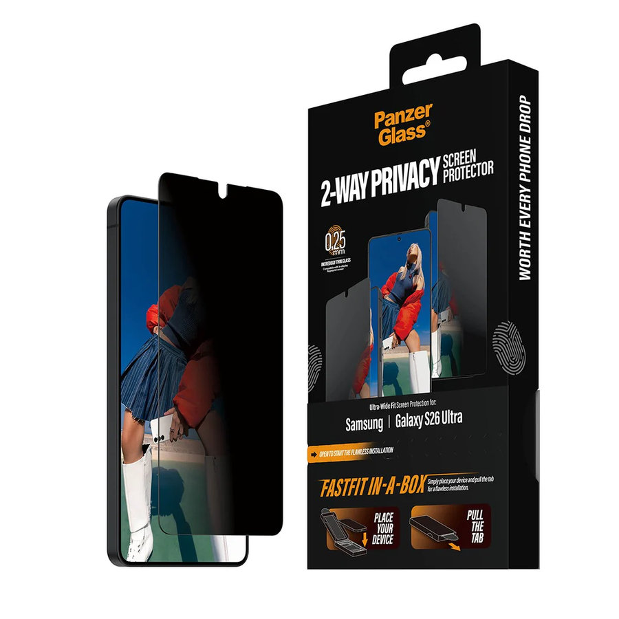 Tvrdené sklo UWF 2-Way Privacy s FASTFIT In-A-Box pre Samsung Galaxy S26 Ultra, číra