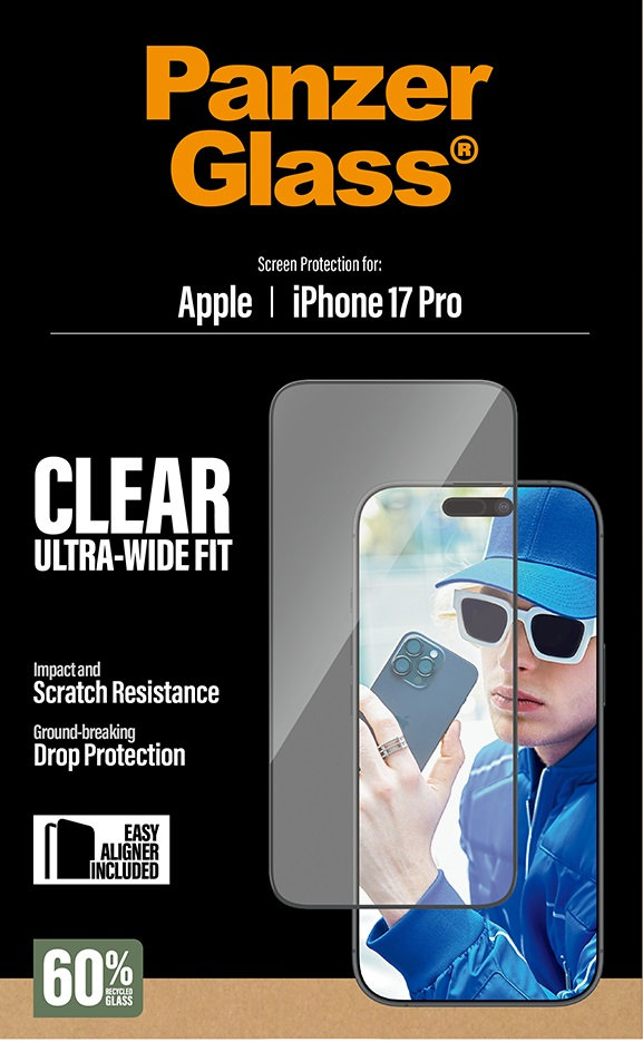 Tvrdené sklo UWF s aplikátorom pre iPhone 17 Pro, čierna