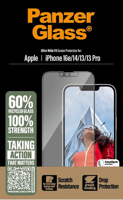 Tvrdené sklo UWF pre iPhone 16e/14/13/13 Pro, čierna