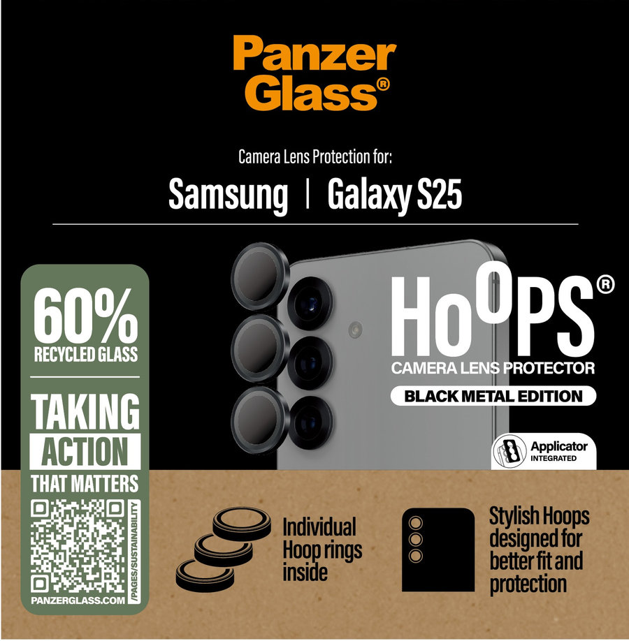 Ochranný kryt objektívu Hoops pre Samsung Galaxy S25, čierna