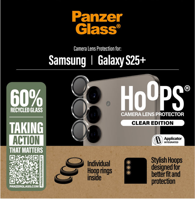 Ochranný kryt objektívu Hoops pre Samsung Galaxy S25+, číra