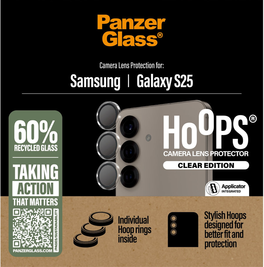 Ochranný kryt objektívu Hoops pre Samsung Galaxy S25, číra