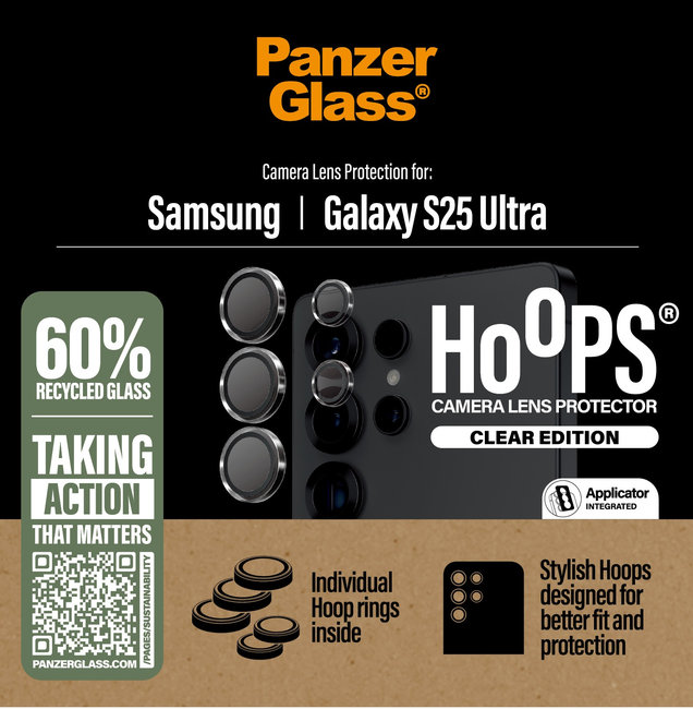 Ochranný kryt objektívu Hoops pre Samsung Galaxy S25 Ultra, číra