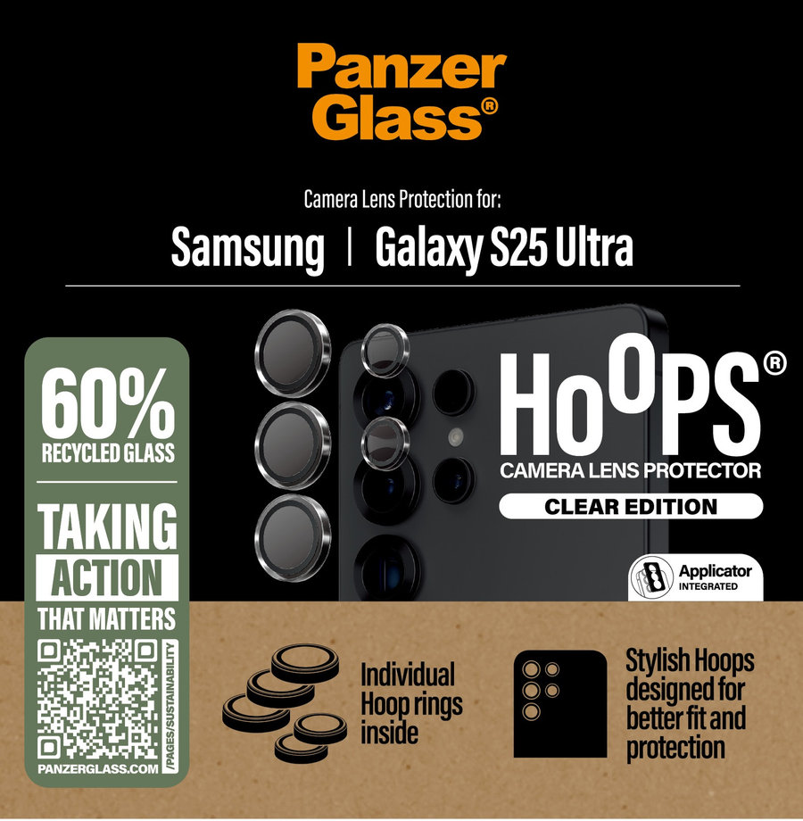 Ochranný kryt objektívu Hoops pre Samsung Galaxy S25 Ultra, číra