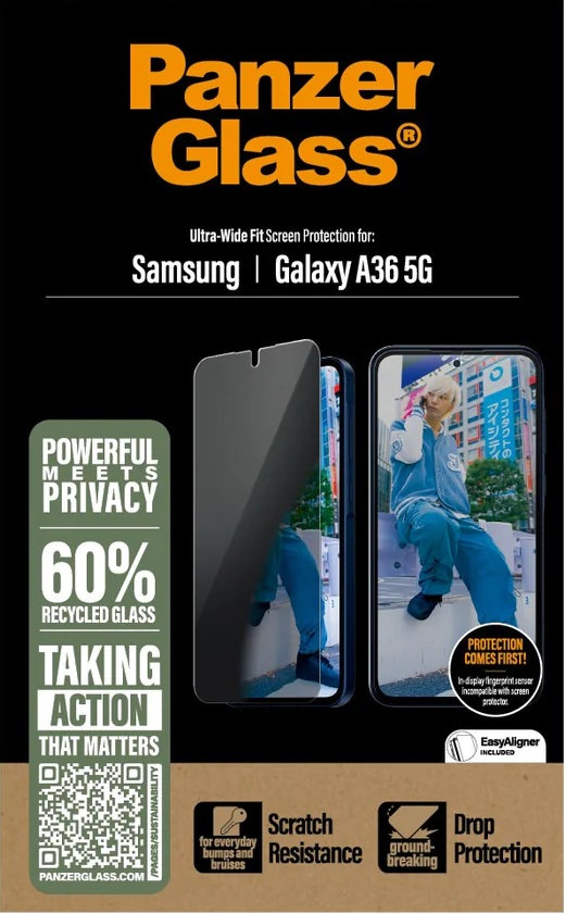 Tvrdené sklo UWF Privacy pre Samsung Galaxy A36 5G, číra