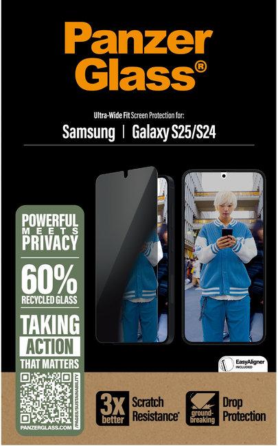 Tvrdené sklo UWF Privacy s aplikátorom pre Samsung Galaxy S25/24, číra