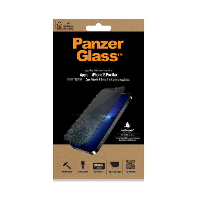 Tvrdené sklo Case Friendly Privacy AB pre iPhone 13 Pro Max, čierna