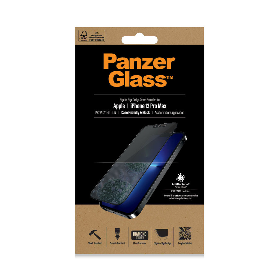 Tvrdené sklo Case Friendly Privacy AB pre iPhone 13 Pro Max, čierna