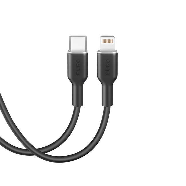 PURO - Kábel USB-C/MFI Lightning, 12 W, Soft, 1,5 m, čierna