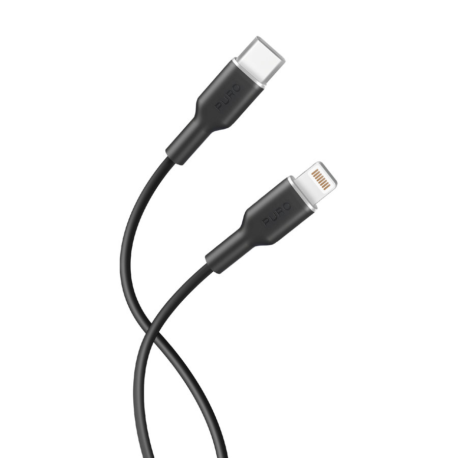 PURO - Kábel USB-C/MFI Lightning, 12 W, Soft, 1,5 m, čierna