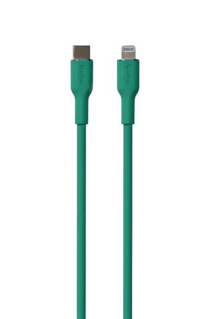 PURO - Kábel USB-C/MFI Lightning, 12 W, Soft, 1,5 m, zelená