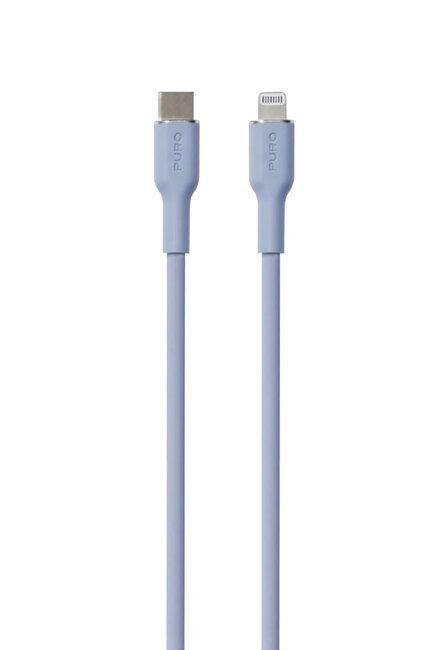 PURO - Kábel USB-C/MFI Lightning, 12 W, Soft, 1,5 m, svetlá modrá