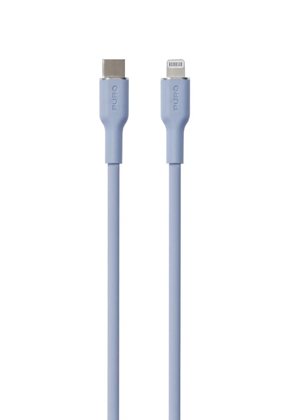 PURO - Kábel USB-C/MFI Lightning, 12 W, Soft, 1,5 m, svetlá modrá