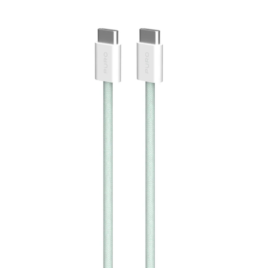 PURO - Kábel USB-C/USB-C, 60 W, Fabrik FABK4, 1,5 m, zelená
