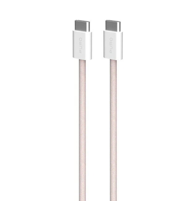 PURO - Kábel USB-C/USB-C, 60 W, Fabrik FABK4, 1,5 m, ružová