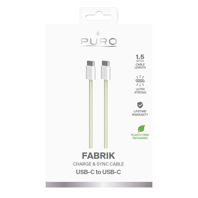 PURO - Kábel USB-C/USB-C, 60 W, Fabrik FABK4, 1,5 m, žltá